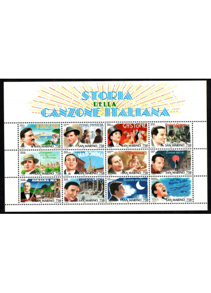 1996 Storia della Canzone Italiana Foglietto San Marino